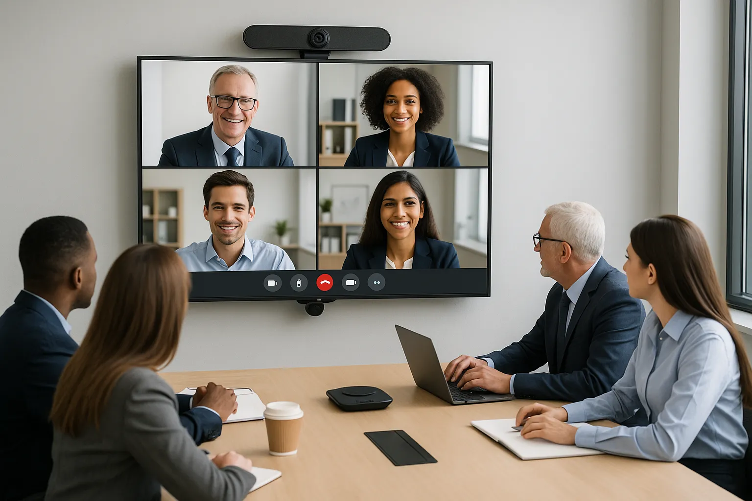 Sala riunioni attrezzata per videoconferenza